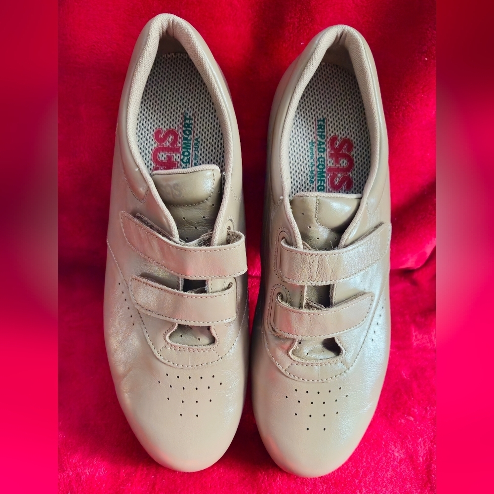 SAS Taupe/Mocha Comfort Cushion Velcro Strap Sneakers - Size 9